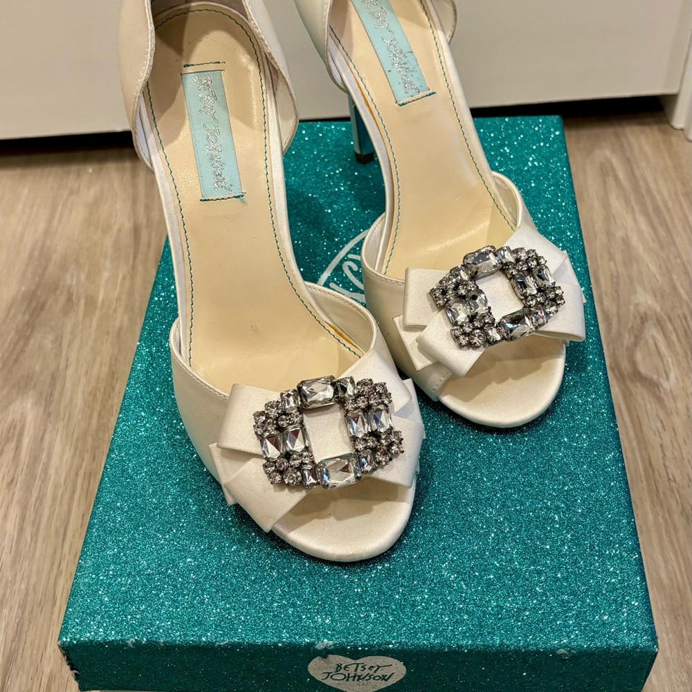 Blue by Betsey Johnson Ivory Satin Wedding Shoes